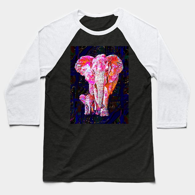 Elephant Family Painted Baseball T-Shirt by danieljanda